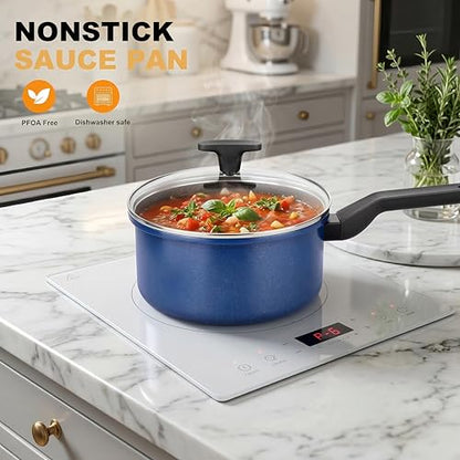 Legacy Culinaryware Nonstick Sauce Pan with Lid,2QT small pot, PFOA Free,Kitchen Pots Induction Pot,Cream