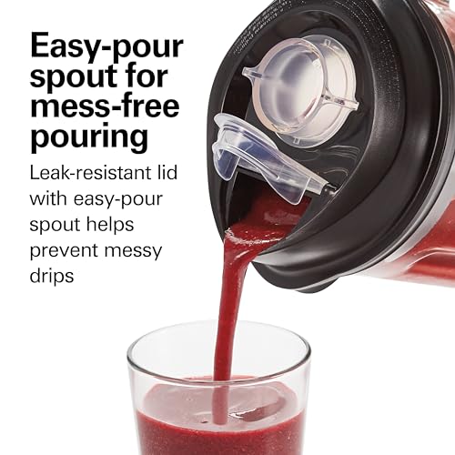Hamilton Beach PowerMax Professional-Performance Blender for Shakes and Smoothies, Puree and Ice Crush, 48oz BPA-Free Glass Jar, 1680 Peak Watts, Stainless Steel Blades, Silver (58600J)