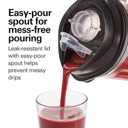 Hamilton Beach PowerMax Professional-Performance Blender for Shakes and Smoothies, Puree and Ice Crush, 48oz BPA-Free Glass Jar, 1680 Peak Watts, Stainless Steel Blades, Silver (58600J)