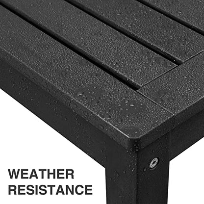 Psilvam 47" Outdoor Bench Weatherproof, All Weather Polylumber 2-Person Backless Bench,Garden Bench with 700Lbs Weight Capacity, Patio Bench for Porch,Garden and Park (Black)