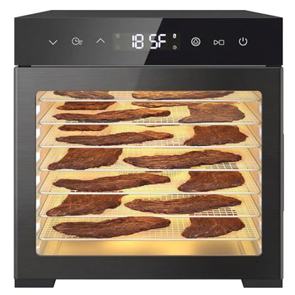 DUMOS Electric Food Dryer Dehydrator, 500W Power, 8 Stainless Steel Trays, 24H Timer, 185°F Temperature Control, Ideal for Jerky, Fruit, Meat, Herbs and Dog Treats