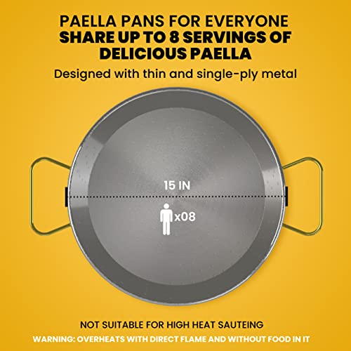 Machika 15 inch Stainless Steel Paella Pan, 38 cm Stainless Steel Large Skillet From Spain, Great for Paella Parties Indoors, Outdoors, Camping & More, Imported Spanish Paellera, Made by Garcima