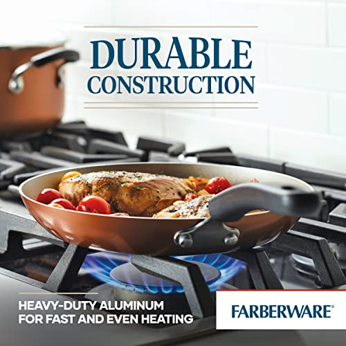 Farberware Cookstart Aluminum DiamondMax Nonstick Cookware Set, Kitchen Essentials, 15-Piece, Copper