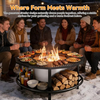 Fire Pit Surround Tabletop - 360° Fire Pit Guard for Solo Stove Bonfire & Ranger, Portable Protective Barrier for Wood Burning Fire Pits Up to ⌀21", UV-Resistant Outdoor Fabric (Firepit Not Included)