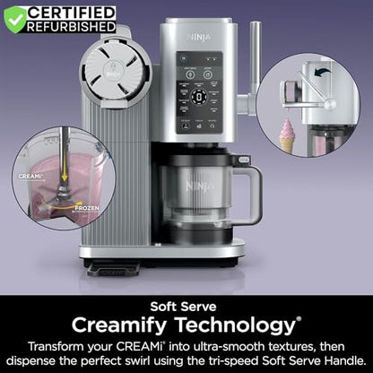 Ninja NC701 CREAMi Swirl 13-in-1 Soft Serve Ice Cream Machine (Renewed) Bundle with 2 YR CPS Enhanced Protection Pack