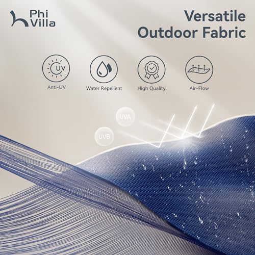 PHI VILLA 8 Piece Patio Outdoor Dining Set with 13ft Double-Sided Patio Umbrella,Metal Outdoor Table Furniture Set with 6 Outdoor Stackable Chairs, 1 Rectangle Dining Table and 1 Large Umbrella