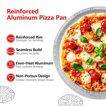 12 Inch Aluminum Pizza Pans, 12 Pack Disposable Round Foil Pizza Pan Trays, Oven & Freezer Safe Disposable Pizza Pan for Baking, Serving, Catering & Parties