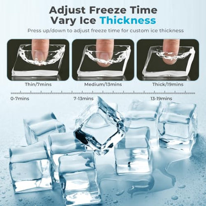 Electactic Countertop Ice Cube Maker, 12Pcs Ready in 13 Mins, 26Lbs/Day