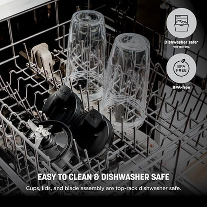 Ninja Nutri-Blender Pro with Auto-iQ | For Smoothies, Shakes, Frozen Drinks, Salsa, Dips | (2) 24-oz. To-Go Cups & Spout Lids | 1100-Peak-Watt | Silver | BN401