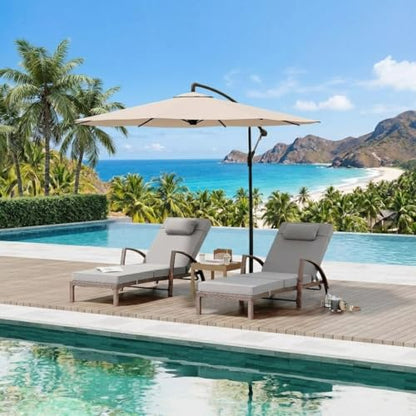 Garvee Outdoor Chaise Lounge Set of 2, 5-Position Adjustable PE Wicker Reclining Chairs with Wheels & 3.5" Cushions, 400 lbs Capacity All-Weather Patio Furniture for Poolside, Garden, Beach(Gray)