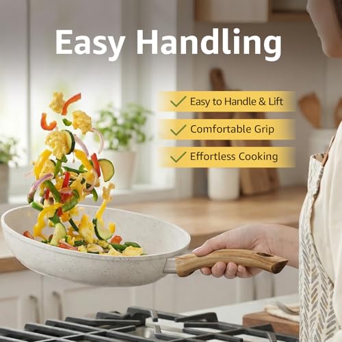 25Pcs Pots and Pans Set Non Stick, Ceramic Cookware with Titanium-Reinforced Nonstick Coating, PFAS-Free & Induction Ready, Long-Lasting Performance, Full Kitchen Set with 3 Casseroles