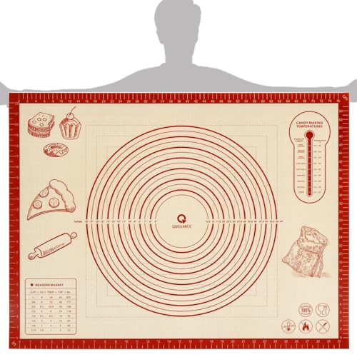 Silicone Baking Pastry Dough Mat - 32x24Inch Extra Large Cookie Bread Rolling Mats Sheet, Nonstick Kitchen Counter Kneading Board, Thick Reusable Pie Cookies Pizza Fondant Making Matt with Measurement