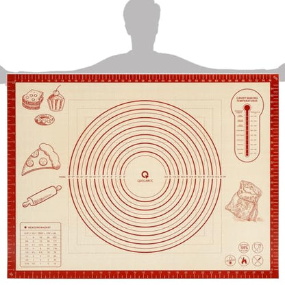 Silicone Baking Pastry Dough Mat - 32x24Inch Extra Large Cookie Bread Rolling Mats Sheet, Nonstick Kitchen Counter Kneading Board, Thick Reusable Pie Cookies Pizza Fondant Making Matt with Measurement