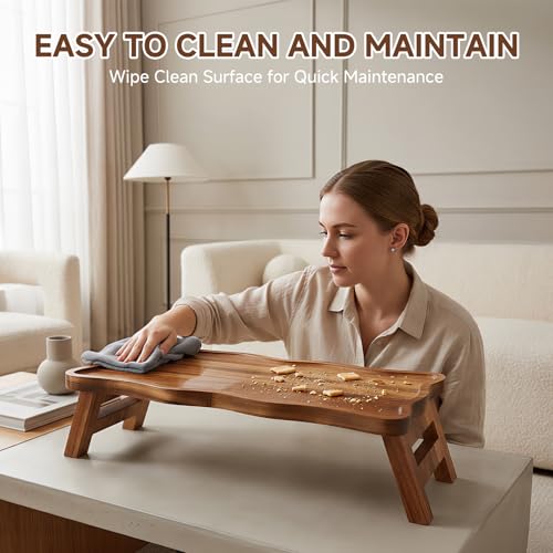 BOY MCOWBOY Acacia Wood 4 Tiered Serving Tray for Party, 16.7" x 7.7" Cupcake Stand Foldable Dessert Table Display Set Charcuterie Boards for Birthday Wedding Veggie Fruit
