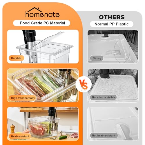 HOMENOTE Sous Vide Container 12 Quart with Universal Collapsible Hinged Lid