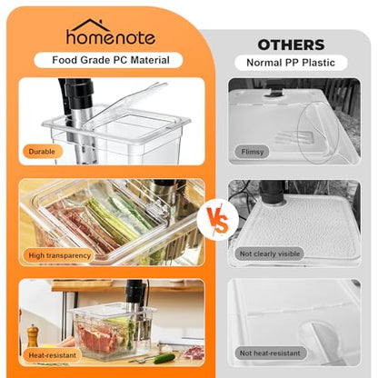 HOMENOTE Sous Vide Container 12 Quart with Universal Collapsible Hinged Lid
