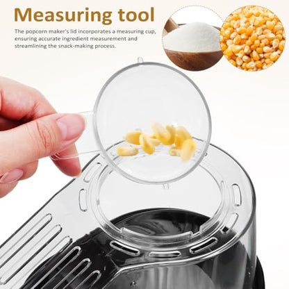 OUNONA Electric Hot Air Popcorn Maker Home Air Popper Popcorn Machine with Measuring Cup Compact Small Electric Popper for Movie Nights Party Snacks Us Plug