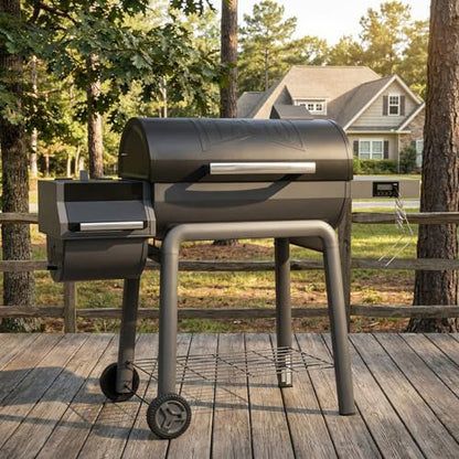Feasto 30-Inch Heavy-Duty Charcoal Grill with Digital Temperature Control & 2 Meat Probes, Outdoor BBQ Grill with Offset Smoker, 832 Sq. In. Cooking Space for Backyard BBQ, Black & Grey
