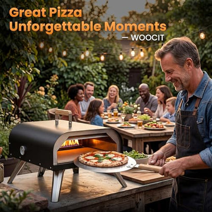 WOOCIT Pizza Oven Outdoor 12" Multi-Fuel – Wood Fire & Propane Pizza Oven (Burner Sold Separately), Outdoor Pizza Oven Reaches 720°F with Pizza Stone & Peel, Portable for Backyard, Camping, Tailgating