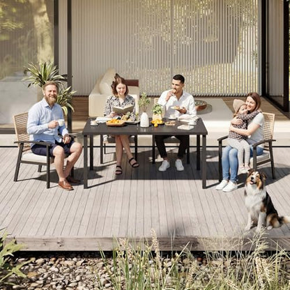 Aoxun 5-Piece Wicker Patio Table and Chairs Set for 4 with Umbrella Hole