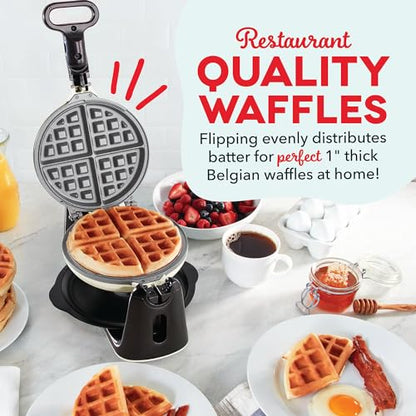 Dash Flip Belgian Waffle Maker - For Thick, Fluffy Single-Serve Waffles - Features Ceramic Nonstick Plates and Easy Flip Design - Cream