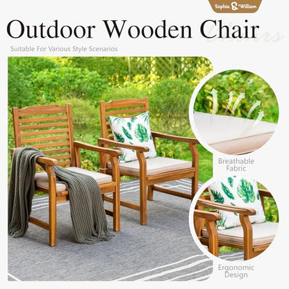 Sophia & William Patio Outdoor Table and Chairs Set, Patio Dining Sets for 8, 9 Pieces Patio Table Set for Backyard Deck Porch Outside, Acacia Wood Table Expandable with Hole and Chairs