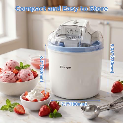 Stillstorm Ice Cream Maker，1.5 Quarts Ice Cream Machine for Home