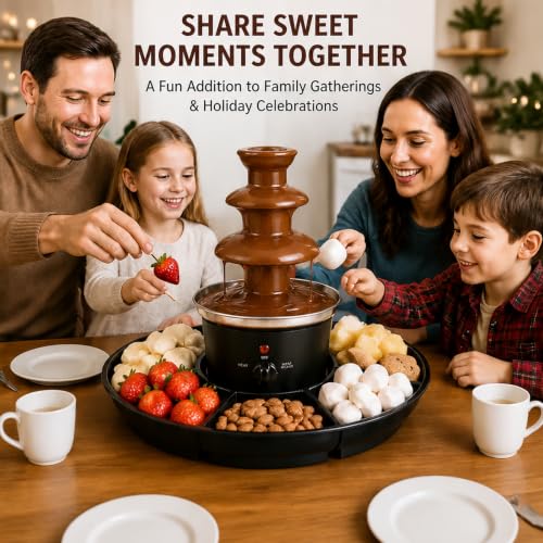Chocolate Fountain Machine,120V Electric 3-Tiers Chocolate Melting Machine,1 lb Digital Chocolate Heating Fondue Fountain Machine for Weddings,Birthdays,Graduation Parties (Black 3 Tiers)