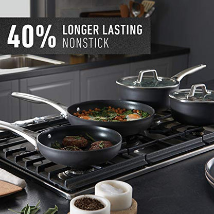Calphalon Premier Hard-Anodized Nonstick Cookware Set, 8-Piece, Metal Utensil Safe, PFOA-Free