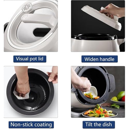 Beachtiful Automatic Cooking Machine, 6L Auto Cooking Wok Fried Rice Machine,One-Click Smart Start, 360 ° Automatic Rotation, for Stir Frying,Stewing,Cooking,220V2000W