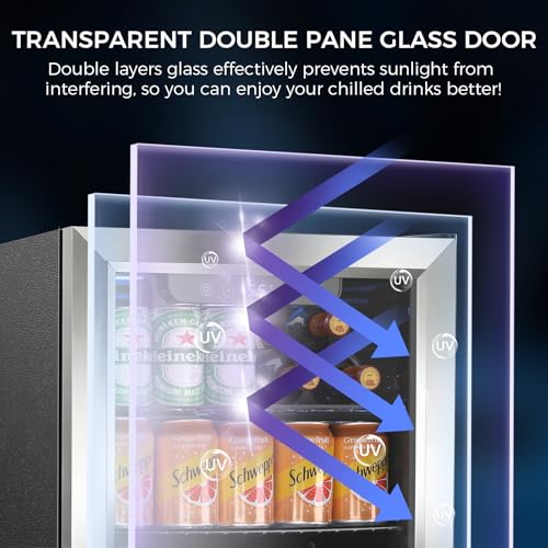 Electactic Mini Fridge 68 Can Beverage Refrigerator Cooler, 1.7 Cu.Ft Drink Fridge forSoda Wine Beer, Digital Temperature Control Cooler for Home, Dorm, Bar