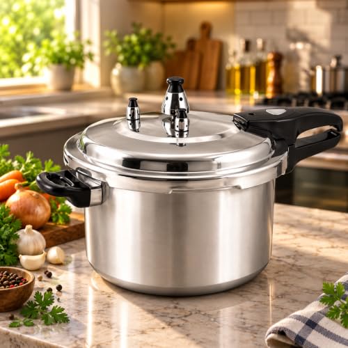 Barton 8QT Pressure Canner Release Valve Aluminum Canning Pot Cooker Pot Stove Top Instant Fast Cooking Pot Stewing Locking System (8 Quarts) Canning and Stewing