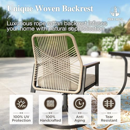 HERA'S HOUSE 9 Pieces Outdoor Dining Set, Patio Table and Chairs for 8, 8 x Cushioned Swivel Chairs and 1 x 83 Large Rectangle Dining Table, Outdoor Dining Table Set for Lawn Garden Porch
