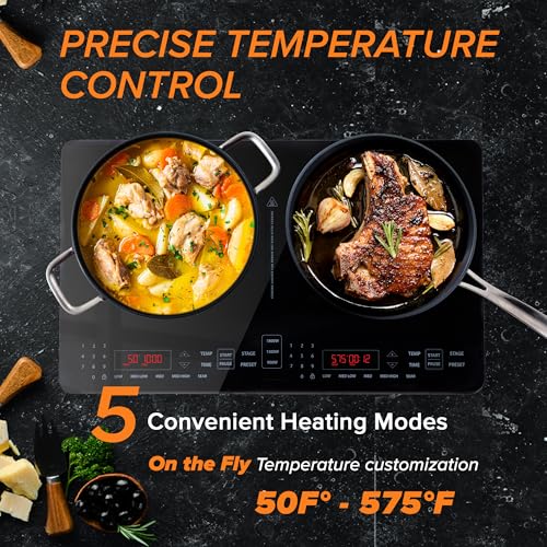 Nuwave Double Pro Cooktop Induction Countertop Burner, Portable, 50°F-575°F