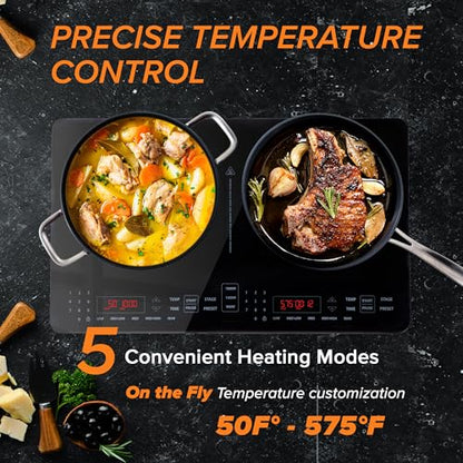 Nuwave Double Pro Cooktop Induction Countertop Burner, Portable, 50°F-575°F