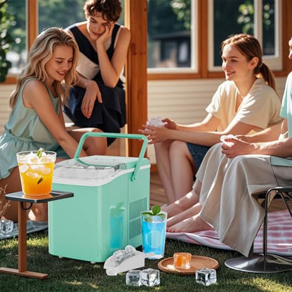 NEWBULIG Ice Makers Countertop with Handle, Portable Ice Machine