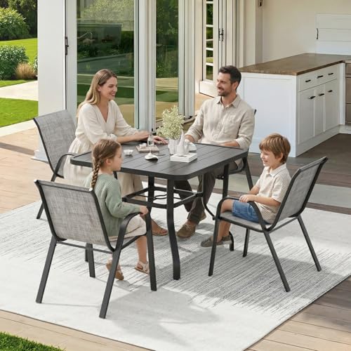 Soohow 5-Piece Patio Dining Set, Outdoor Table and 4 x Stackable Chairs Set