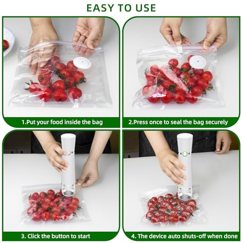 Vacuum Sealer for Food, Handheld Saver Compact Vacuum Sealer Machine with 30 Reusable Bags for 10X Preservation & Fresh