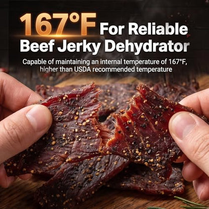 Food Dehydrator machine, 8-Tray Stainless Steel Food Dryer with Timer & Temp Controls, Even-Drying and Auto Shut-off, Quiet Dehydrator Machine for Jerky, Fruit, Herbs, Dog Treats, 650W Powerful