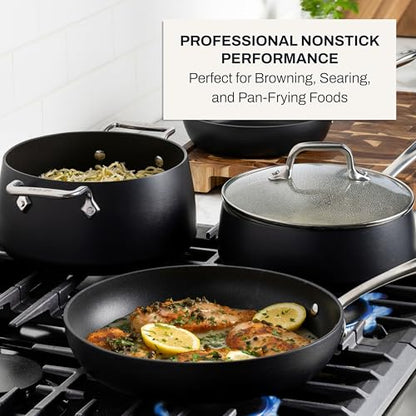 All-Clad HA1 Hard Anodized Nonstick (8-Piece) Pots and Pans Set Non Stick Cookware Sets, Oven Broiler Safe 500F, Black