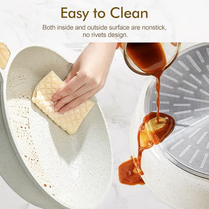 SENSARTE Nonstick Ceramic Saute Pan 10 Inch/3.5QT, Non-toxic Deep Frying Pan Skillet with Lid, Healthy Jumbo Cooker, Stay Cool Handle, Induction Compatible, PFOA & PFAS Free