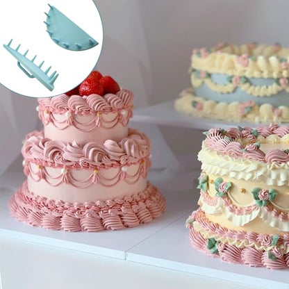 3 PCS Cake Arch Guide Tools,Ruffle Piping Guide,for Evenly Spaced Piping for 4"-12" Cakes,Cake Swag Marker Tool,Cake Decoration Tools & Making Supplies(Style 1)