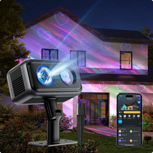Govee Outdoor Projector Light, Upgraded Aurora Star Projector with 16 RGB Patterns for Patio, 50+ Scene Modes for Indoor & Outdoor Holiday Decor, Works with Alexa, Google, Matter, IP65 Waterproof