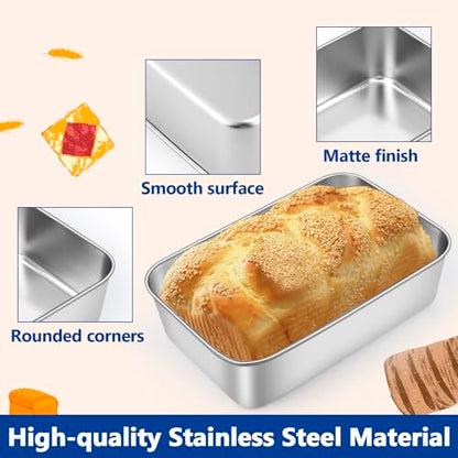 Enjamyo 6 Pack Loaf Pans, 9 x 6 Inch Loaf Pans Set, Stainless Steel Baking Bread Pans for Homemade Meatloaf Cake Brownies Lasagna, Oven & Dishwasher Safe(Silver)