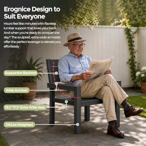 5-Piece Patio Dining Set for 4, Wood-Grain HDPE Outdoor Table and Chairs