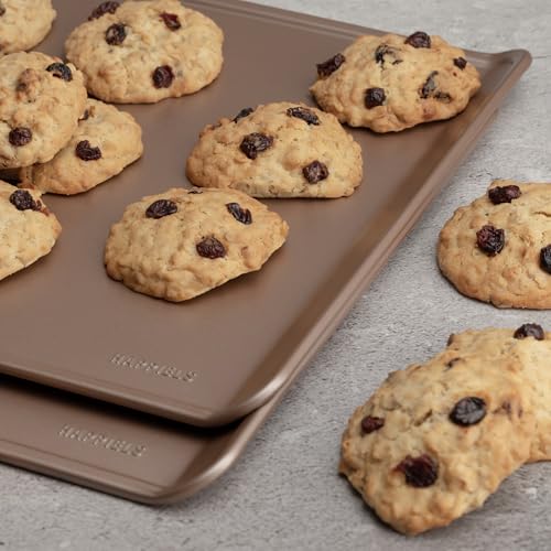HAPPIELS 17 x 13 inch Cookie Sheets for Baking Nonstick Set of 2, PFOA free Cookie Sheet Set without rim, Cookie Sheets Non Stick, Half Sheet Pan for Oven without sides Non Toxic sheet without lip
