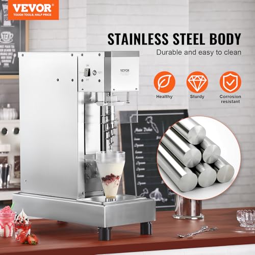 VEVOR Frozen Yogurt Blending Machine 750W, Yogurt Milkshake Ice Cream Mixing Machine 1740RPM, 304 Stainless Steel Ice Cream Shaker, Customizable with any Flavor of Ice Cream