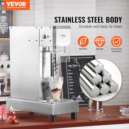 VEVOR Frozen Yogurt Blending Machine 750W, Yogurt Milkshake Ice Cream Mixing Machine 1740RPM, 304 Stainless Steel Ice Cream Shaker, Customizable with any Flavor of Ice Cream