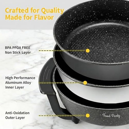 Food Party Hot Pot Electric Skillet 2 in 1 Hotpot Pot Electric Pot for Cooking 6L 110V 1100W Non-Stick PFOA FREE Shabu Shabu Pot