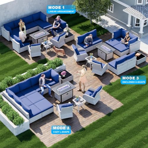 Sweecci Outdoor PE Wicker Rattan Modular Patio Sectional Sofa Set